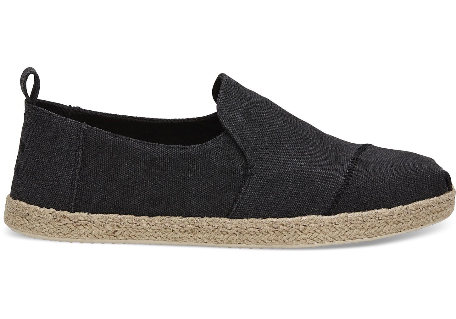 Toms Washed Canvas Deconstructed - Mens Alpargata Espadrilles - Black Wash - NZ - 875321GDQ